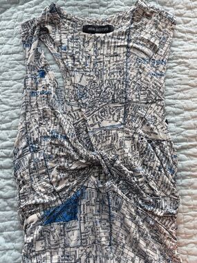 Urban Outfitters Los Angeles Map Print One-Shoulder Ruched Bodycon Dress Size L